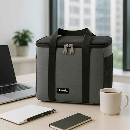 Homi Plus Rectangular Thermal  bag with pocket 12 L - Gray