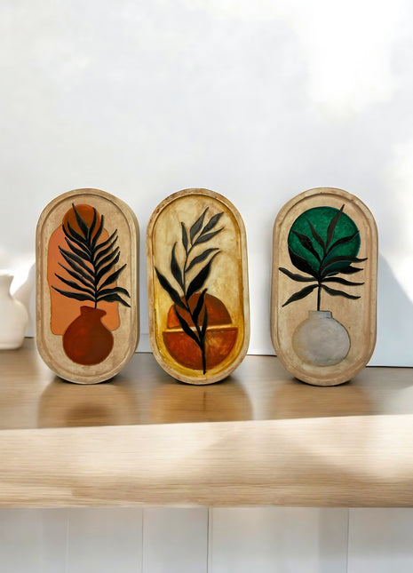 Wasl Boho Hand Painted Oval Trays