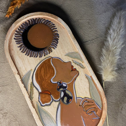 Wasl Boho Hand Painted Oval Tray