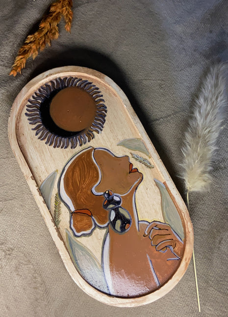 Wasl Boho Hand Painted Oval Tray