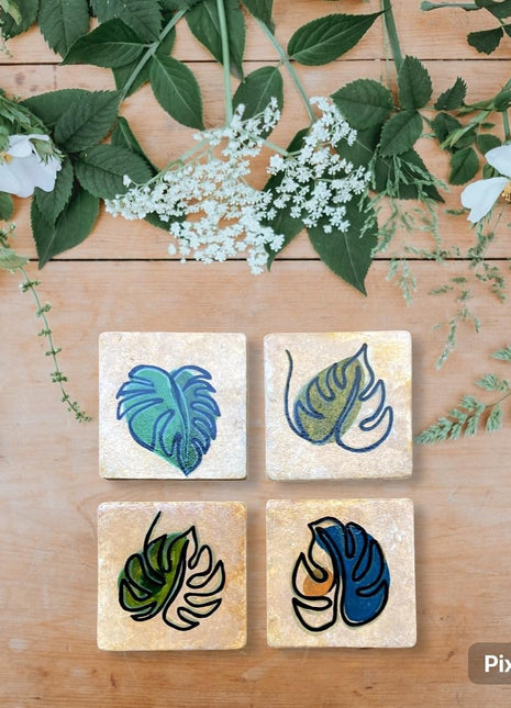 Wasl Boho Leaves Small Coasters (Set of 4)