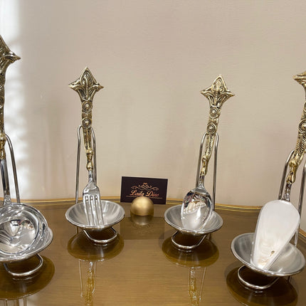 Laila Dine Karo Cutlery Serving Tools Gold Set of 4 (Sold as Set)