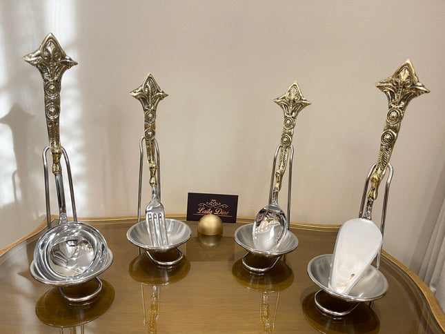 Laila Dine Karo Cutlery Serving Tools Gold Set of 4 (Sold as Set)