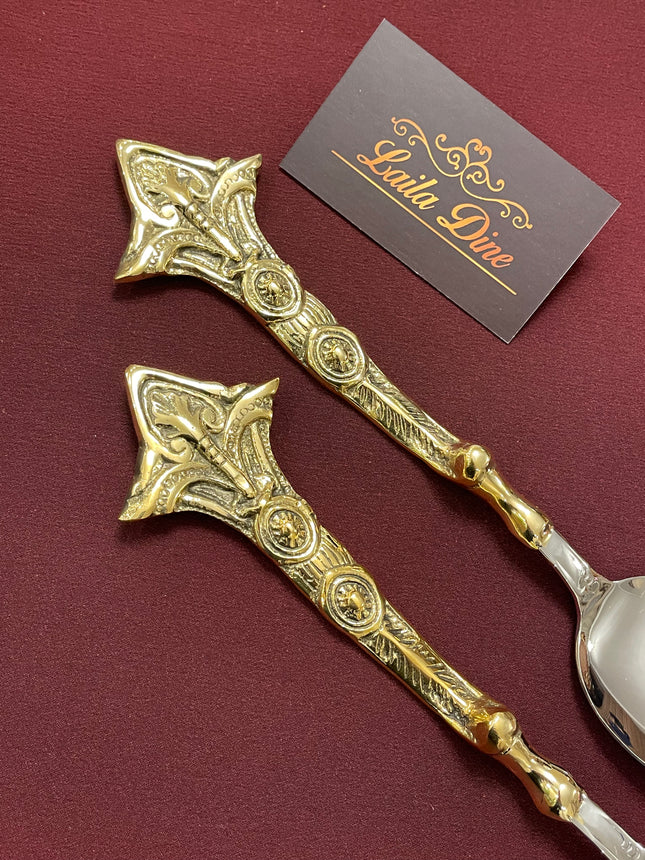 Laila Dine Karo Cutlery Serving Tools Gold Set of 4 (Sold as Set)
