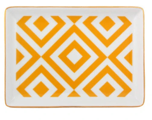 Porland Morocco Rectangular Plate (Set of 2) Yellow, 18x13cm