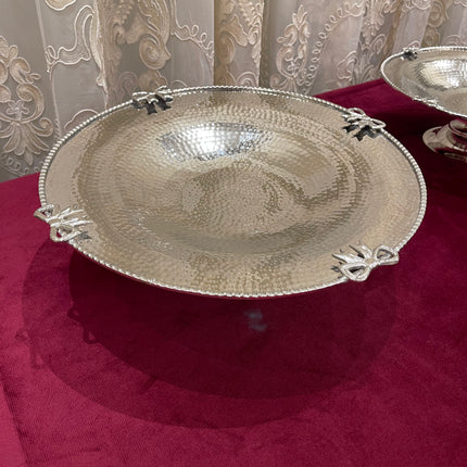 Laila Dine Jawhara Silver Round Deep Serving Dish (Large Size) 40 cm