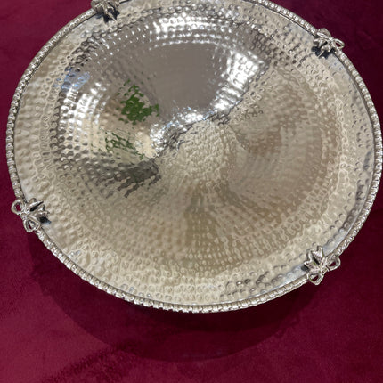 Laila Dine Jawhara Silver Round Deep Serving Dish (Large Size) 40 cm