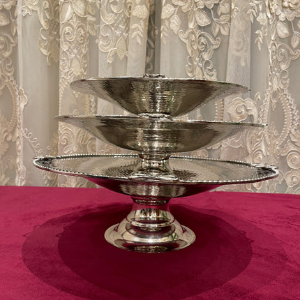 Laila Dine Jawhara Silver Round Deep Serving Dish (Large Size) 40 cm