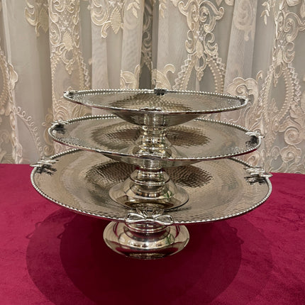 Laila Dine Jawhara Silver Round Deep Serving Dish (Large Size) 40 cm