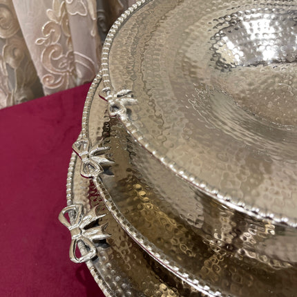 Laila Dine Jawhara Silver Round Deep Serving Dish (Large Size) 40 cm