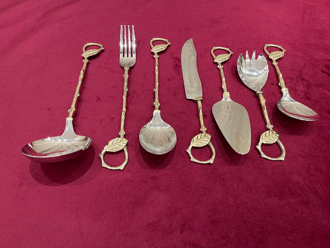Laila Dine Leaf Cutlery Serving Tools - set of 7