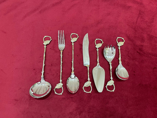 Laila Dine Leaf Cutlery Serving Tools - set of 7