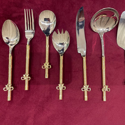 Laila Dine Bow Cutlery Serving Tools Gold - set of 7 (Sold by Set)