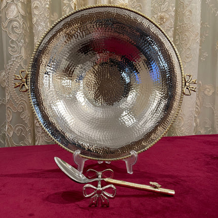 Laila Dine Jawhara Silver Round Deep Serving Dish (Large Size) 40 cm