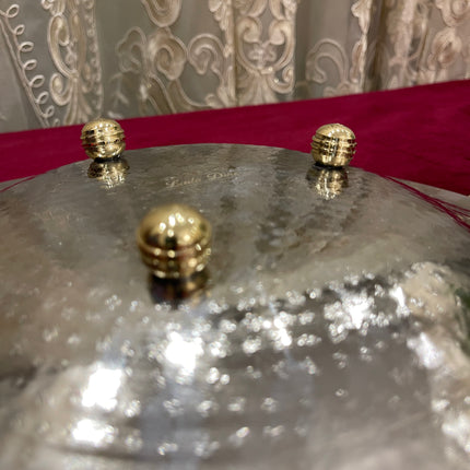 Laila Dine Jawhara Silver Round Deep Serving Dish (Large Size) 40 cm