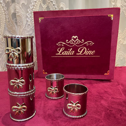 Laila Dine Silver Napkin Ring - Bow - Set