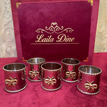 Laila Dine Silver Napkin Ring - Bow - Set