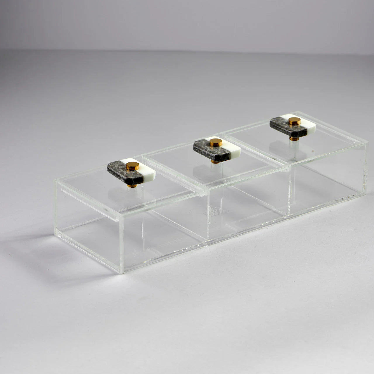 Zee Designs Plexi Glass Marble Large 3-Compartment Box