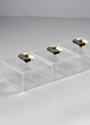 Zee Designs Plexi Glass Marble Large 3-Compartment Box