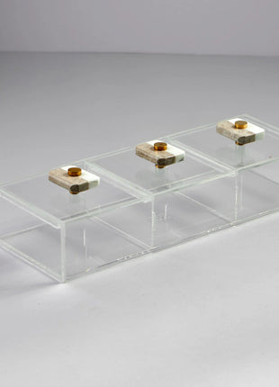 Zee Designs Plexi Glass Marble Large 3-Compartment Box