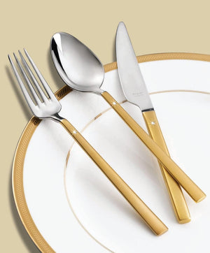 Hisar Milano Gold with Diamond Cutlery Set (47 Pcs)