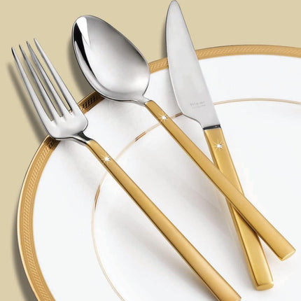 Hisar Milano Gold with Diamond Cutlery Set (42 Pcs)