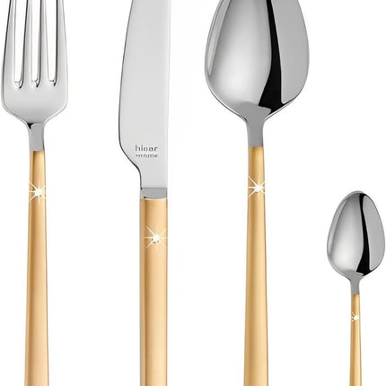 Hisar Milano Gold with Diamond Cutlery Set (42 Pcs)