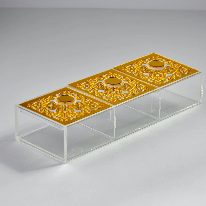 Zee Designs Plexiglass Motif Large 3-Compartments Box