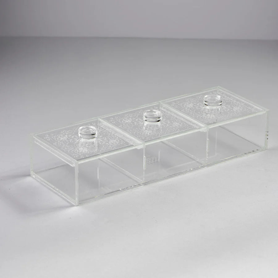 Zee Designs Plexiglass Motif Large 3-Compartments Box