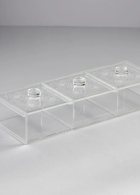 Zee Designs Plexiglass Motif Large 3-Compartments Box