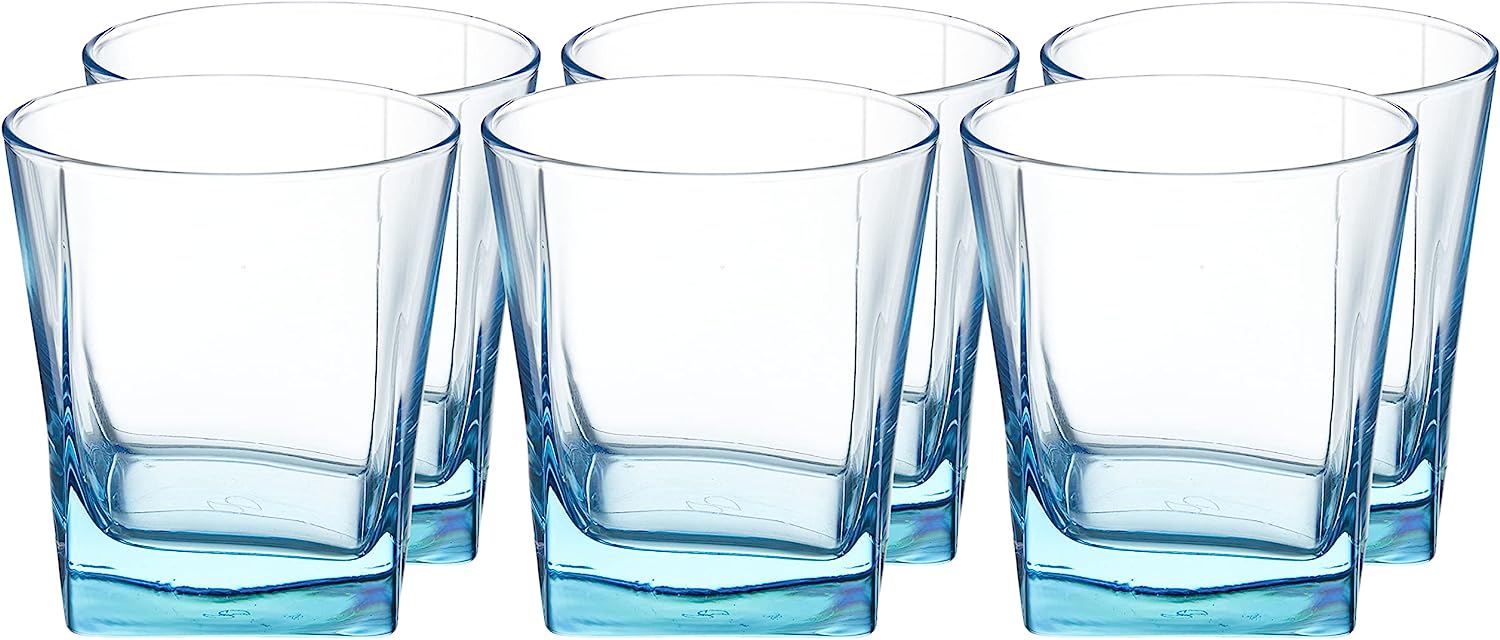 Pasabahce Carre Old Fashioned Glass - Blue, 205ml