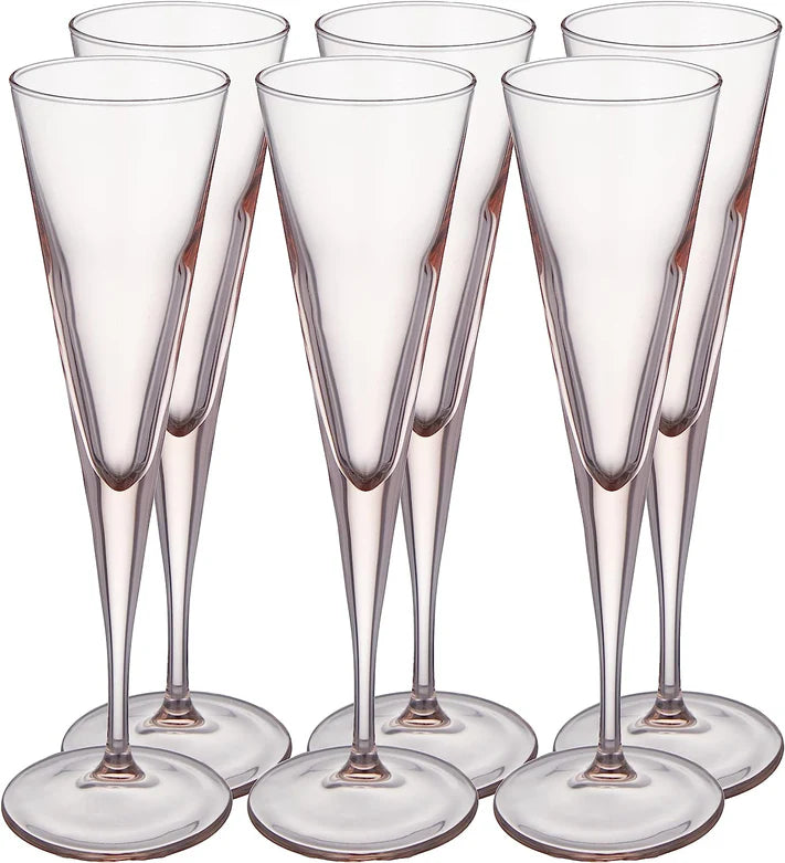 Pasabahce V-Line Champagne Flute Glass - Pink, 150ml