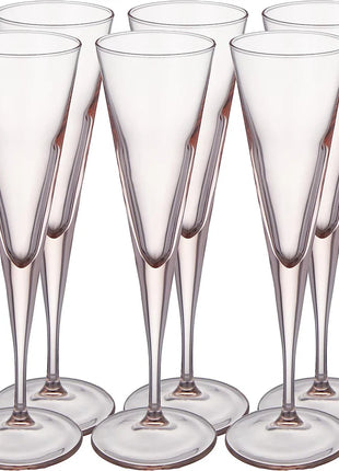 Pasabahce V-Line Champagne Flute Glass - Pink, 150ml