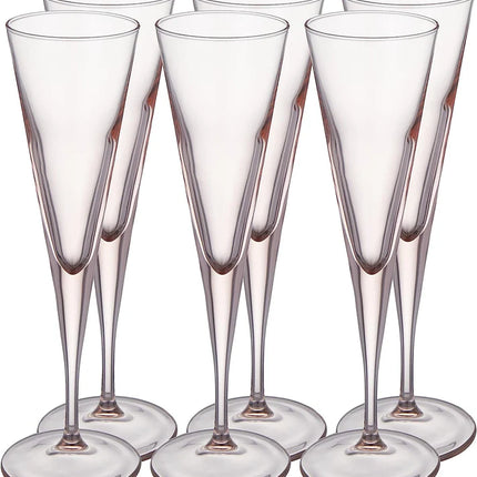 Pasabahce V-Line Champagne Flute Glass - Pink, 150ml