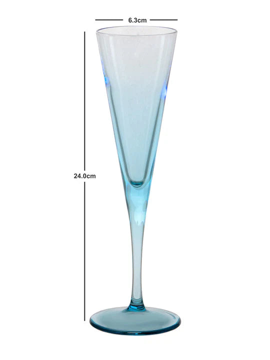 Pasabahce V-Line Champagne Flute Glass - Blue, 150ml