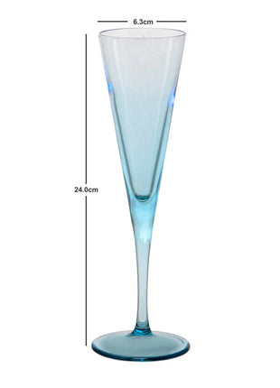 Pasabahce V-Line Champagne Flute Glass - Blue, 150ml
