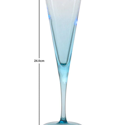 Pasabahce V-Line Champagne Flute Glass - Blue, 150ml