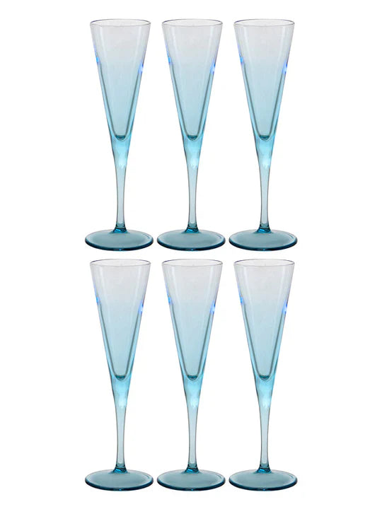 Pasabahce V-Line Champagne Flute Glass - Blue, 150ml