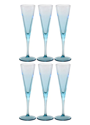 Pasabahce V-Line Champagne Flute Glass - Blue, 150ml