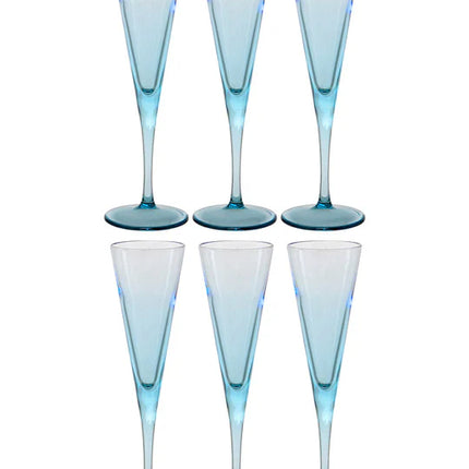 Pasabahce V-Line Champagne Flute Glass - Blue, 150ml