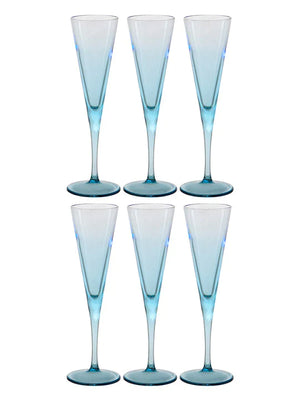 Pasabahce V-Line Champagne Flute Glass - Blue, 150ml