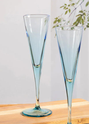 Pasabahce V-Line Champagne Flute Glass - Blue, 150ml