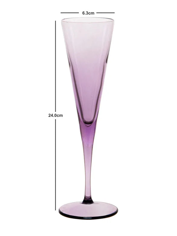 Pasabahce V-Line Champagne Flute Glass - Purple, 150ml