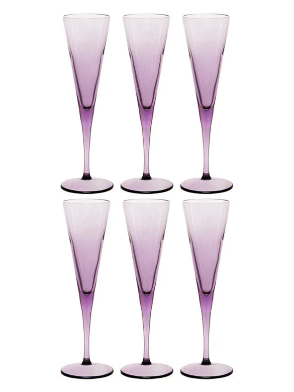 Pasabahce V-Line Champagne Flute Glass - Purple, 150ml