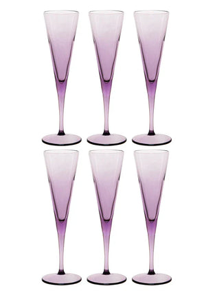 Pasabahce V-Line Champagne Flute Glass - Purple, 150ml