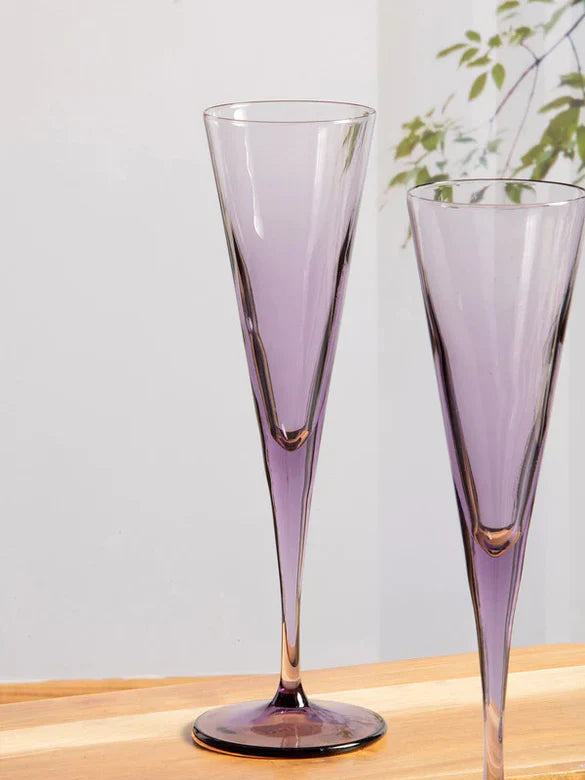 Pasabahce V-Line Champagne Flute Glass - Purple, 150ml