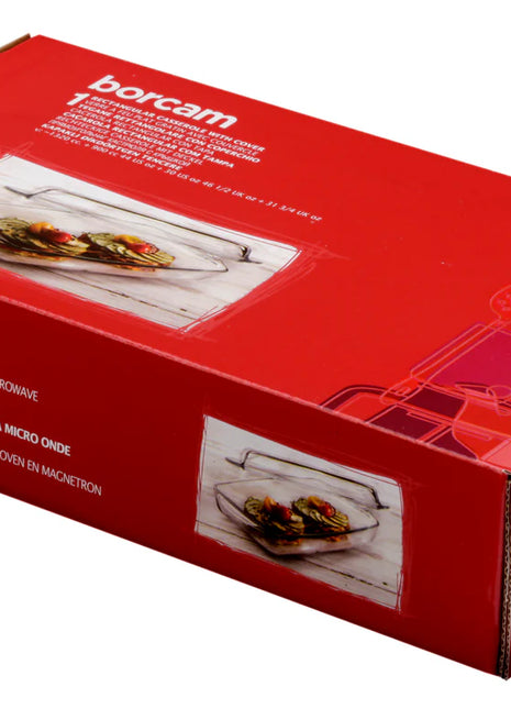Borcam Rectangular Casserole with Cover - 1.3L