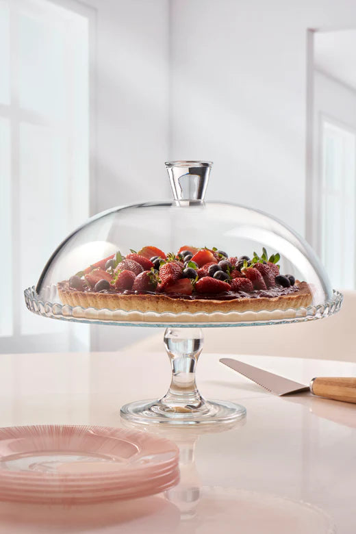 Pasabahce Patisserie Footed Serving Platter with Dome - 32cm