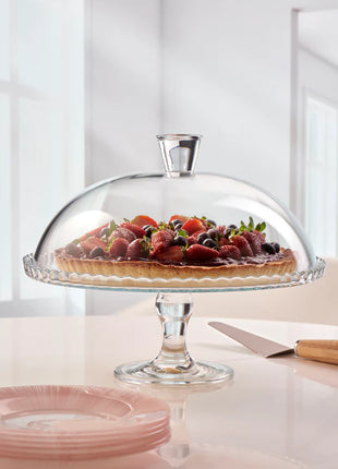 Pasabahce Patisserie Footed Serving Platter with Dome - 32cm