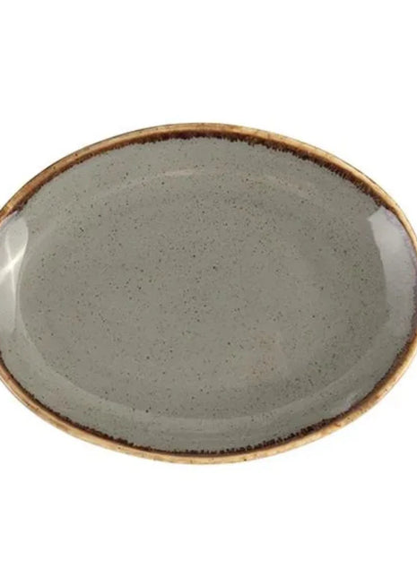 Porland Seasons Oval Plate - Dark Grey, 36cm